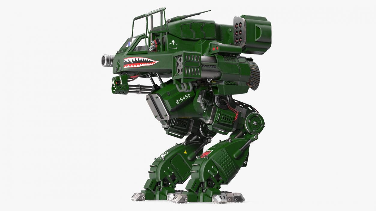 Fantastic Combat Robot Dark Green with Pilot 3D model