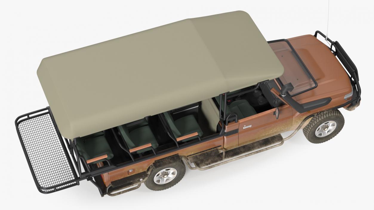 3D Safari Open Sided 4x4 Vehicle Rigged