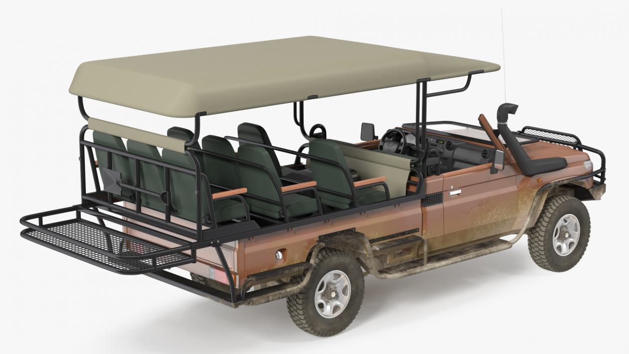 3D Safari Open Sided 4x4 Vehicle Rigged