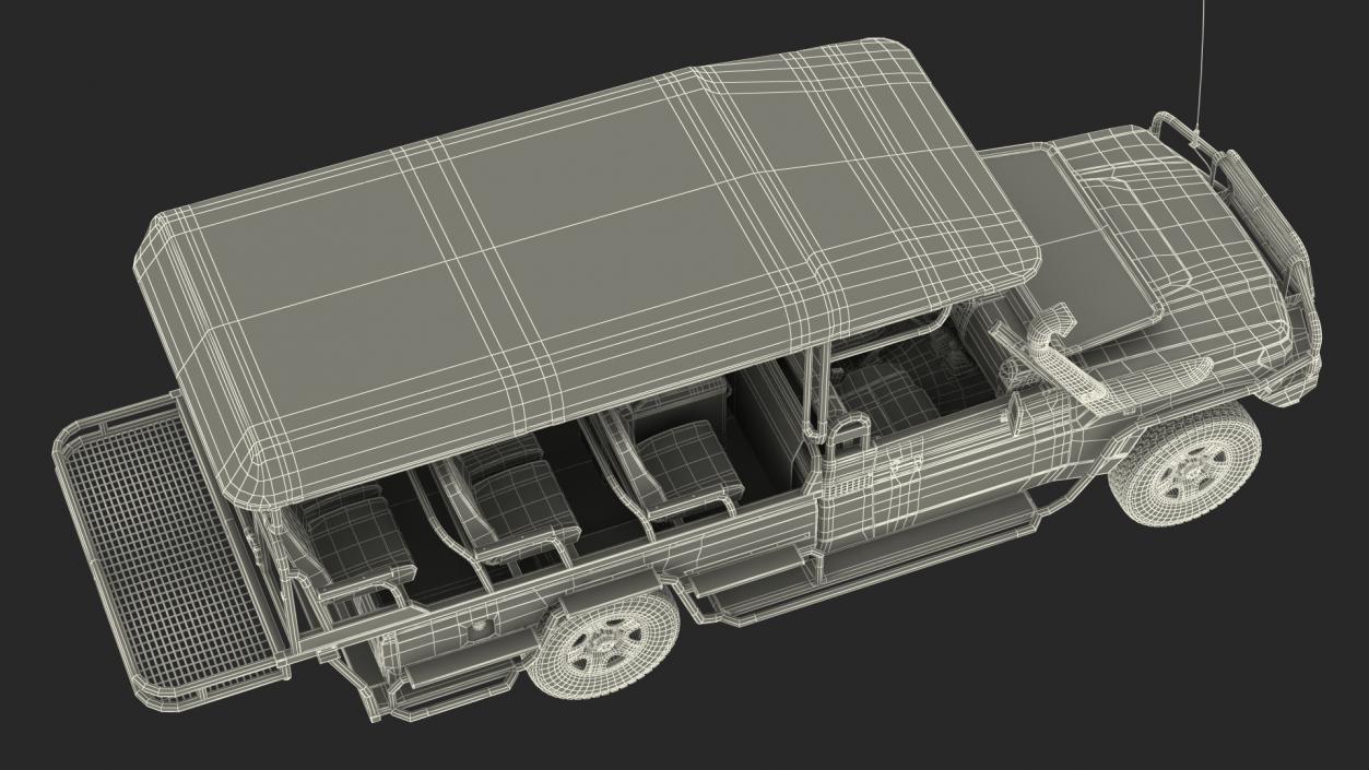 3D Safari Open Sided 4x4 Vehicle Rigged