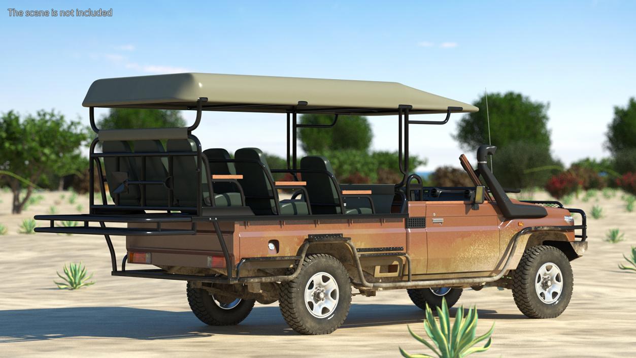 3D Safari Open Sided 4x4 Vehicle Rigged