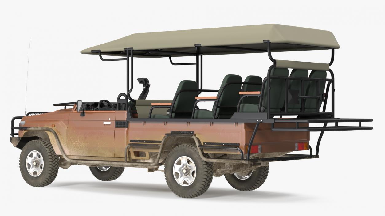 3D Safari Open Sided 4x4 Vehicle Rigged