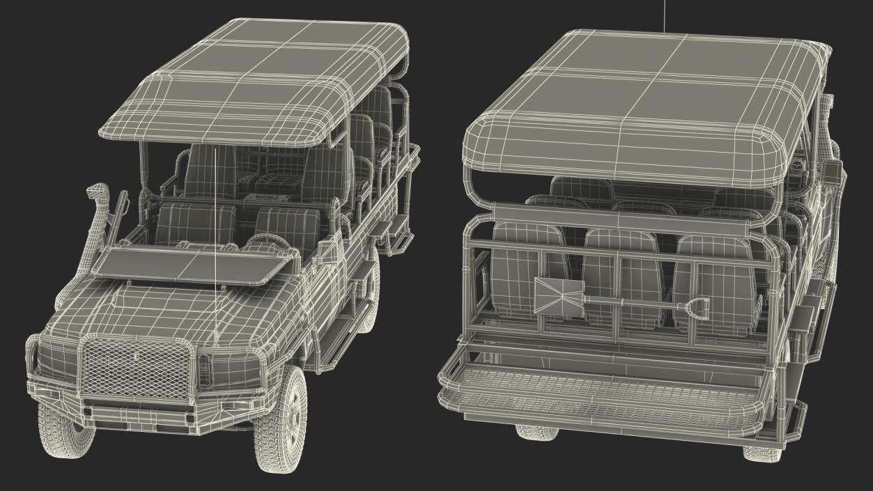 3D Safari Open Sided 4x4 Vehicle Rigged