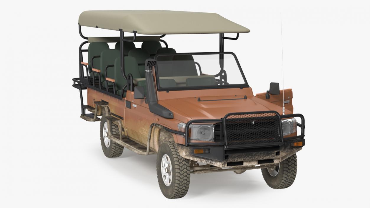 3D Safari Open Sided 4x4 Vehicle Rigged