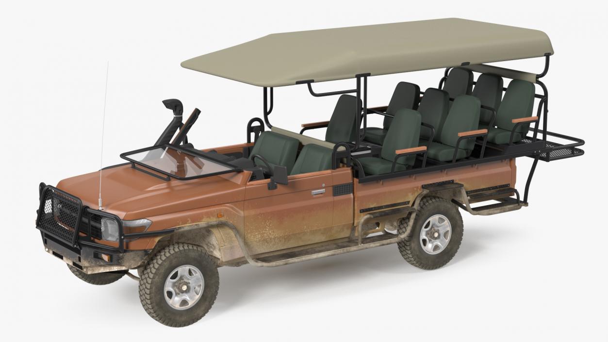 3D Safari Open Sided 4x4 Vehicle Rigged