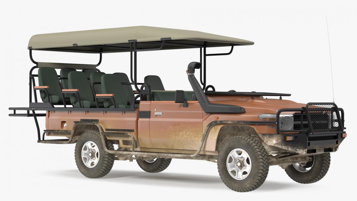 3D Safari Open Sided 4x4 Vehicle Rigged