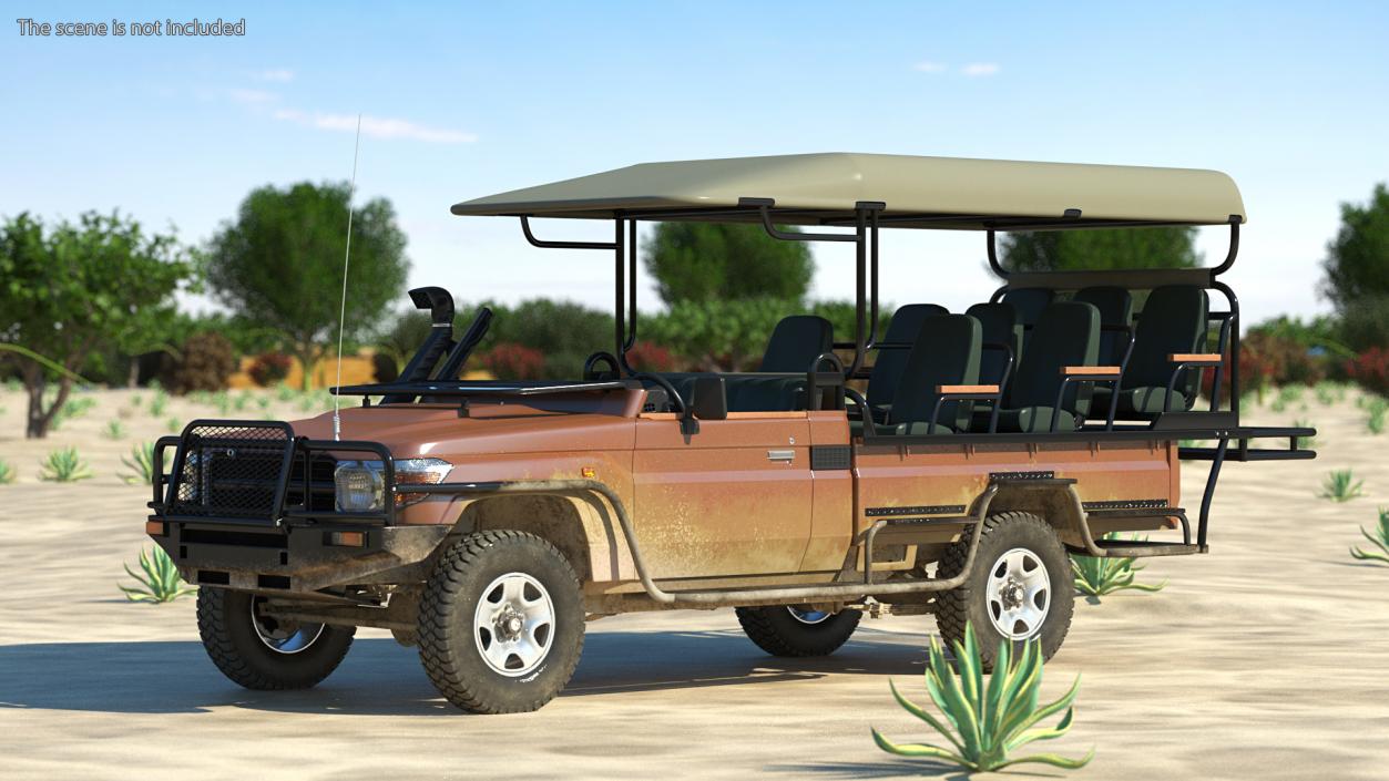 3D Safari Open Sided 4x4 Vehicle Rigged