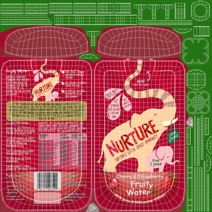 Nurture Fruity Water Cherry and Strawberry 3D