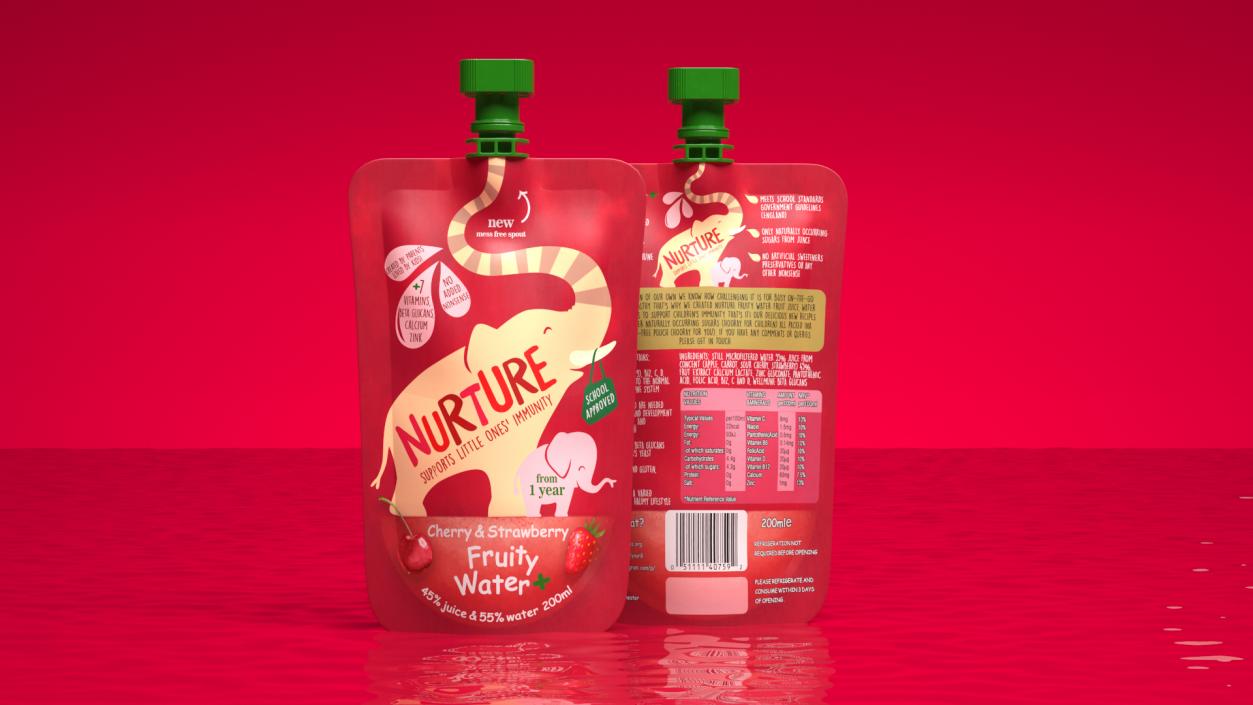 Nurture Fruity Water Cherry and Strawberry 3D