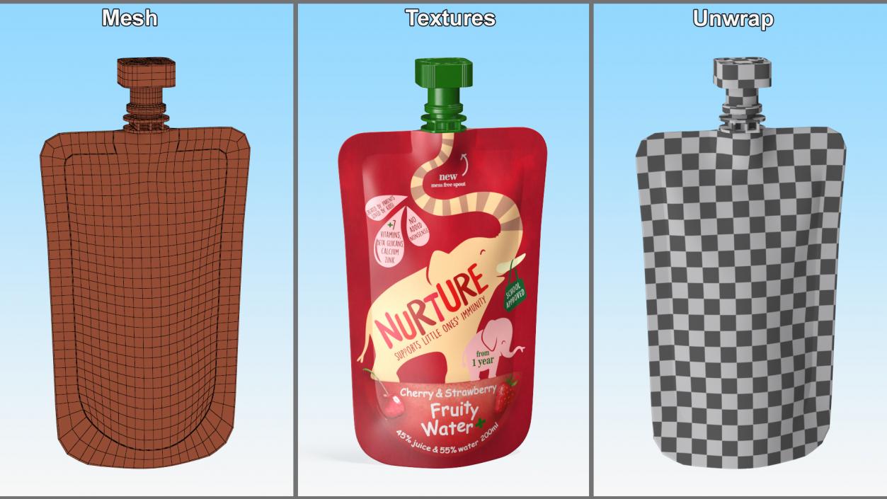 Nurture Fruity Water Cherry and Strawberry 3D