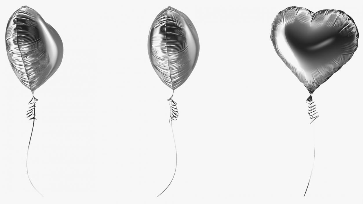 Heart Shaped Foil Balloon Silver 3D