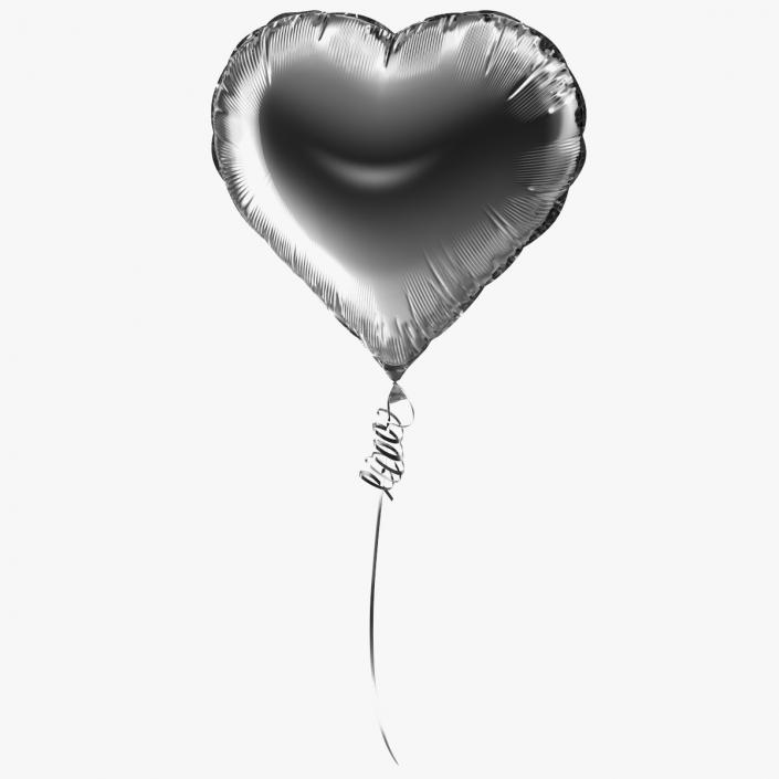 Heart Shaped Foil Balloon Silver 3D