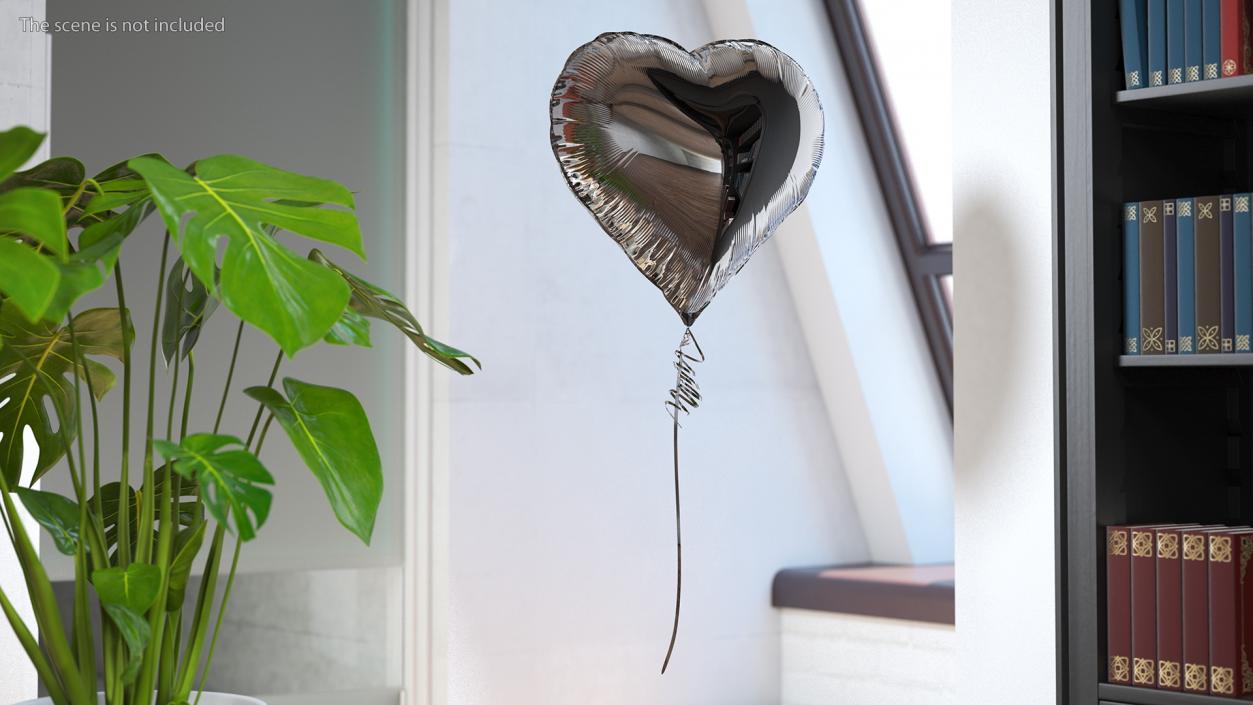 Heart Shaped Foil Balloon Silver 3D