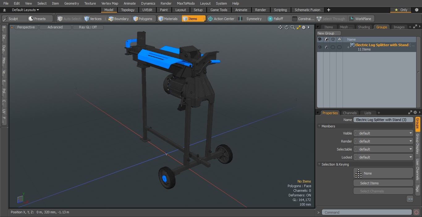 Electric Log Splitter with Stand 2 3D model