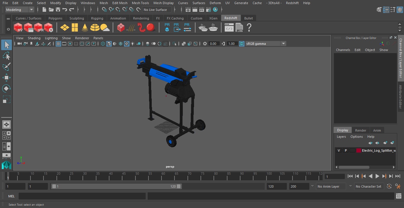 Electric Log Splitter with Stand 2 3D model