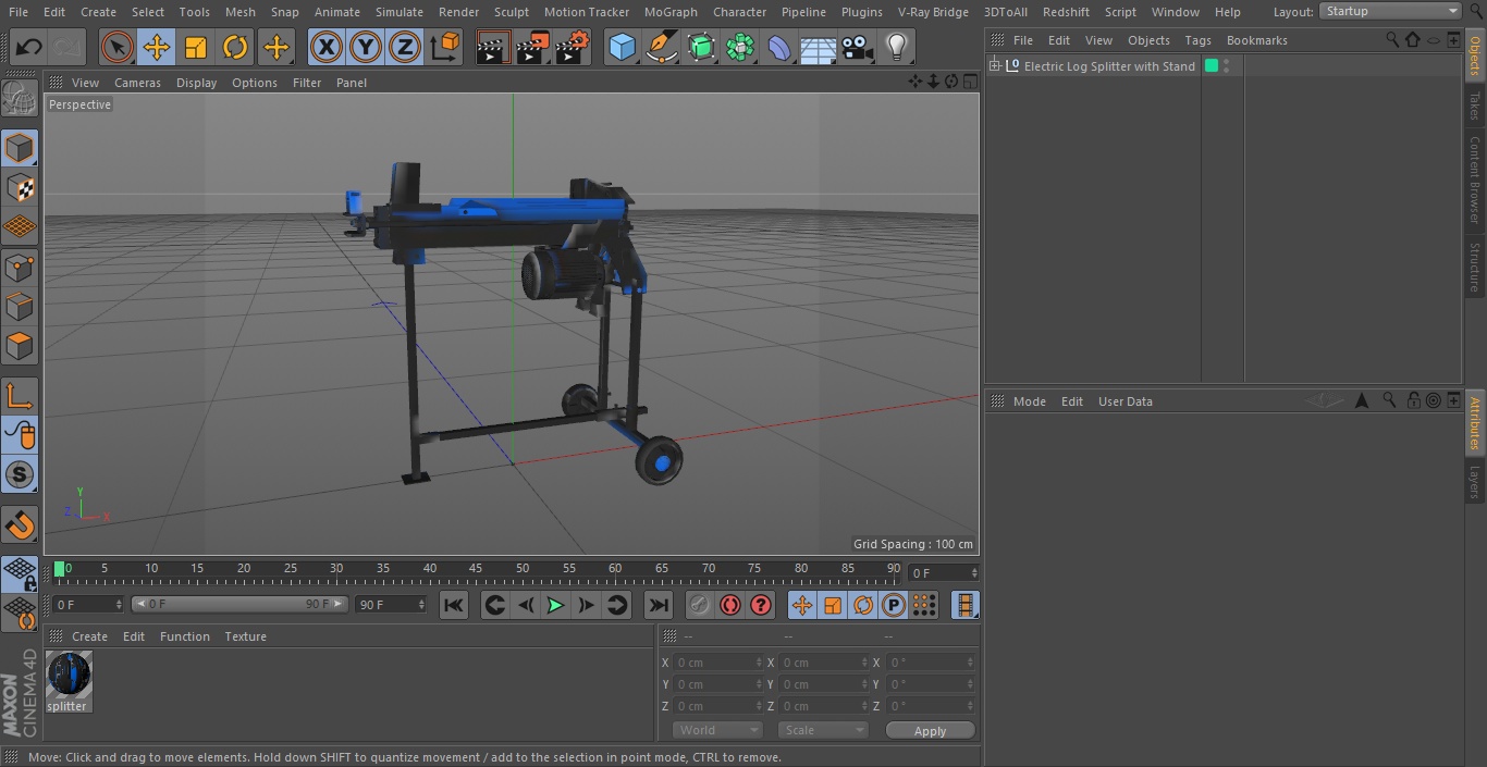 Electric Log Splitter with Stand 2 3D model