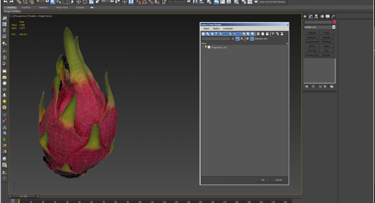 Whole Red Dragon Fruit 3D