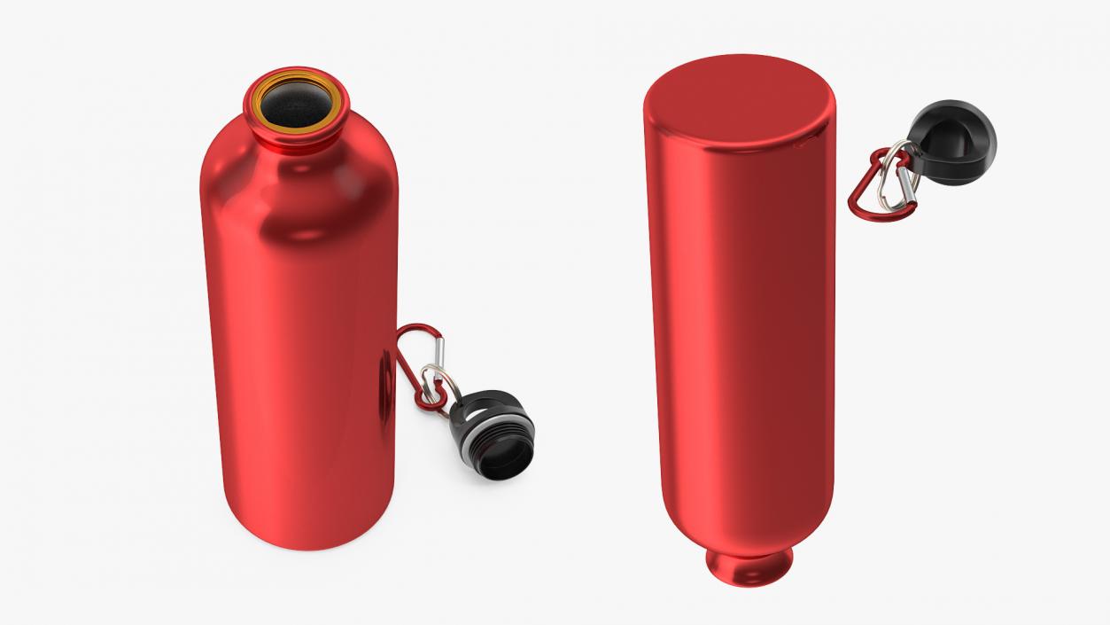 Opened Lightweight Red Aluminum Water Bottle 3D model