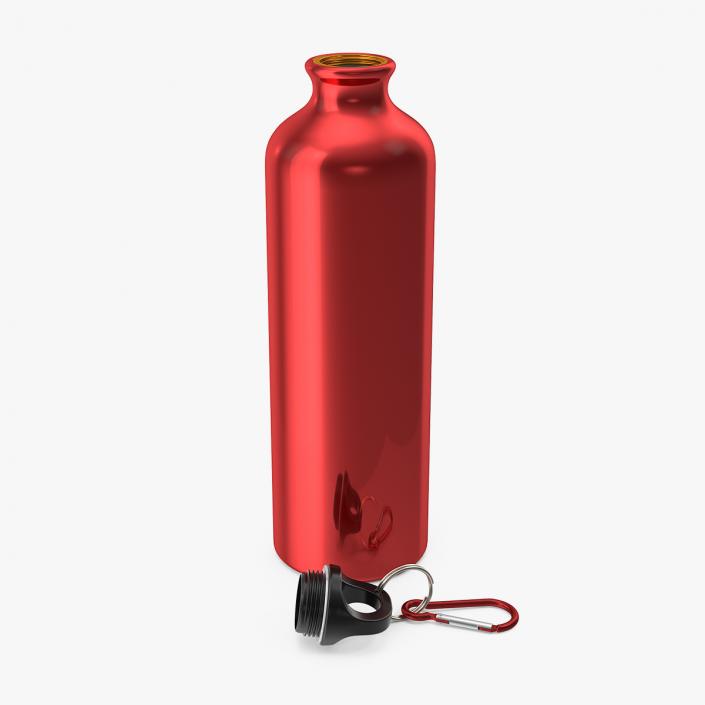 Opened Lightweight Red Aluminum Water Bottle 3D model