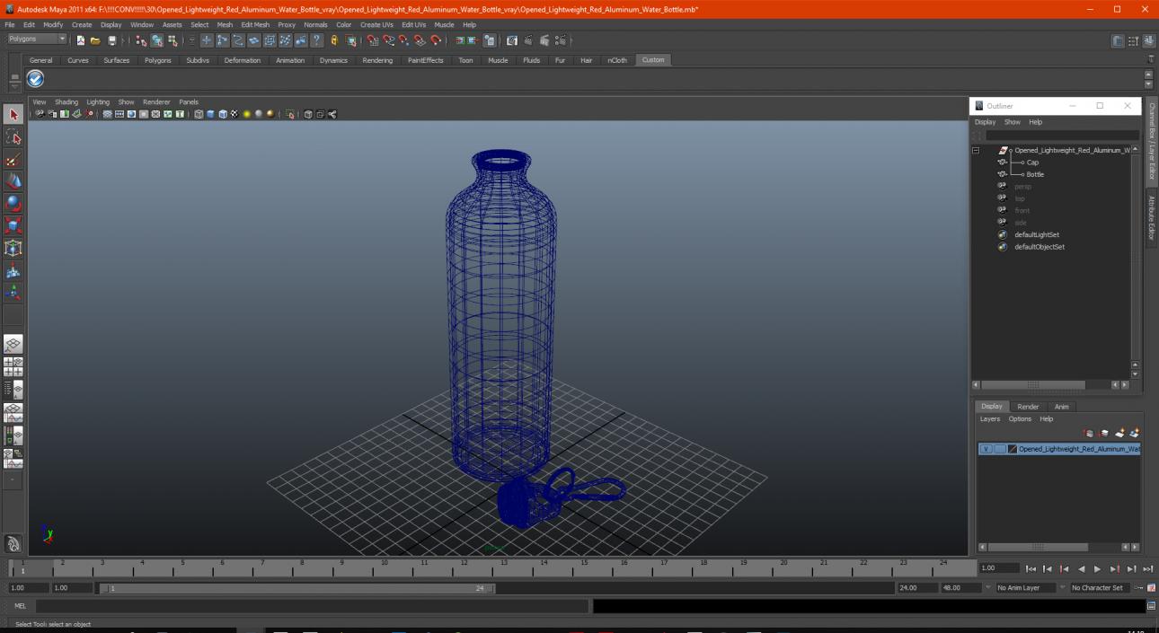 Opened Lightweight Red Aluminum Water Bottle 3D model