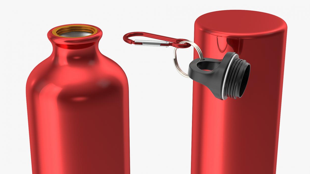 Opened Lightweight Red Aluminum Water Bottle 3D model