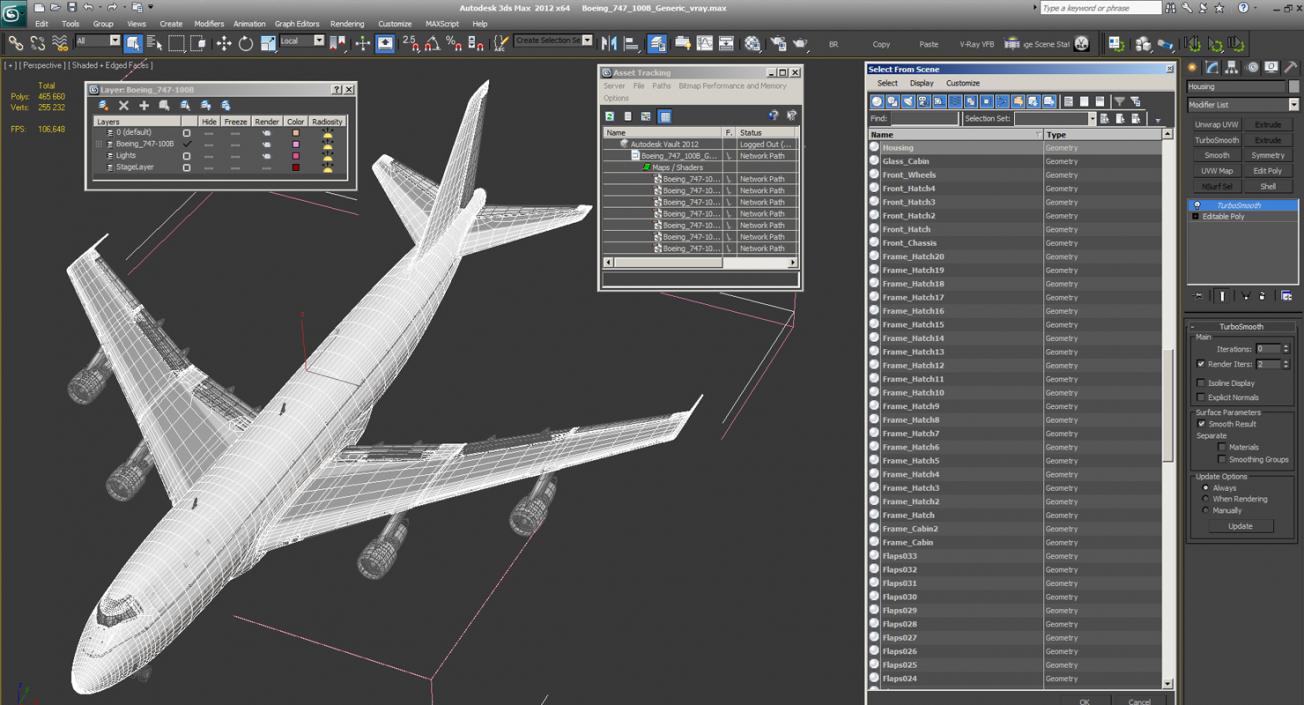 3D model Boeing 747-100B Generic Rigged