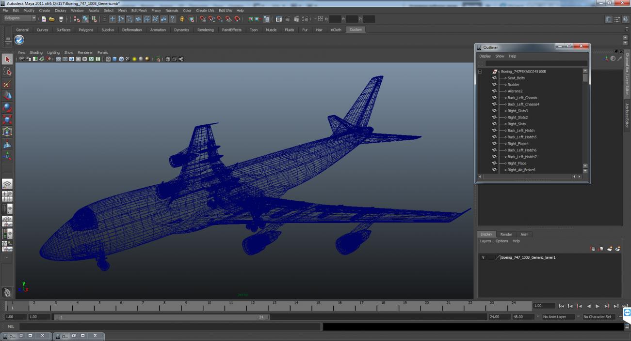 3D model Boeing 747-100B Generic Rigged