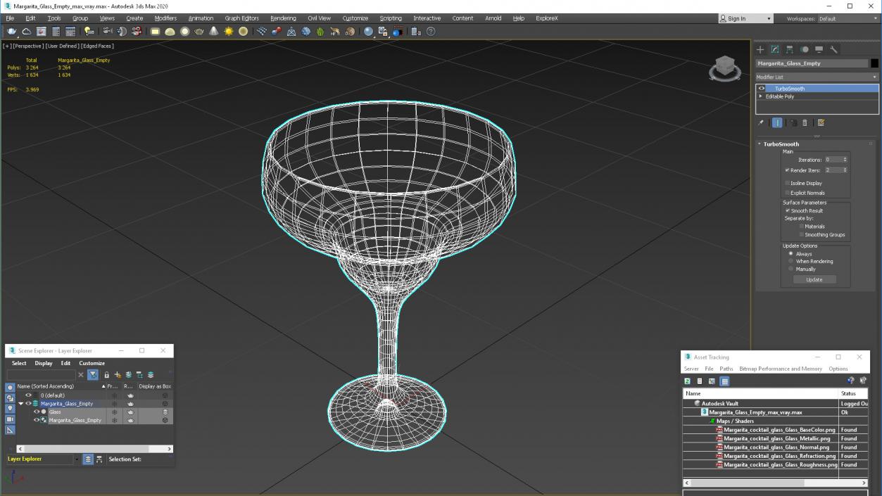 3D Margarita Glass Empty