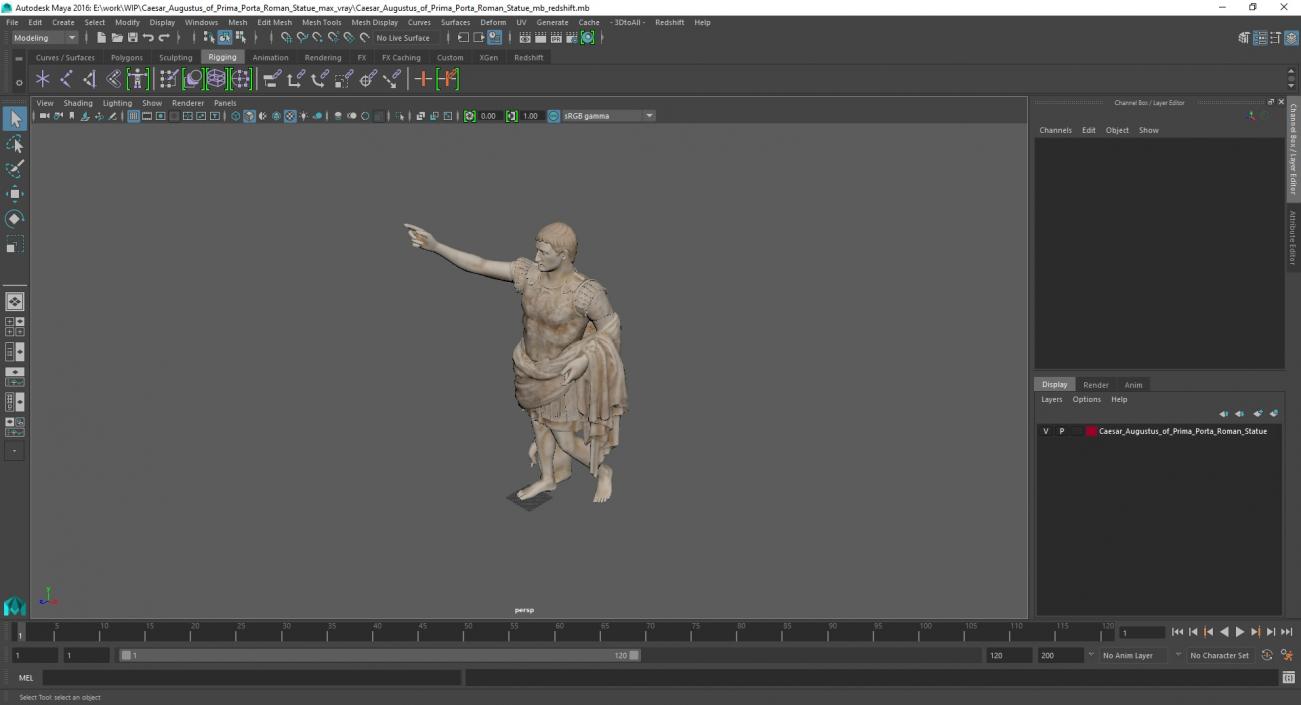 3D Caesar Augustus of Prima Porta Roman Statue model