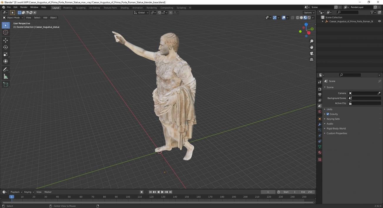 3D Caesar Augustus of Prima Porta Roman Statue model