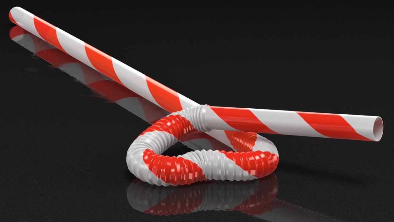 Plastic Drinking Straws Collection 3D model