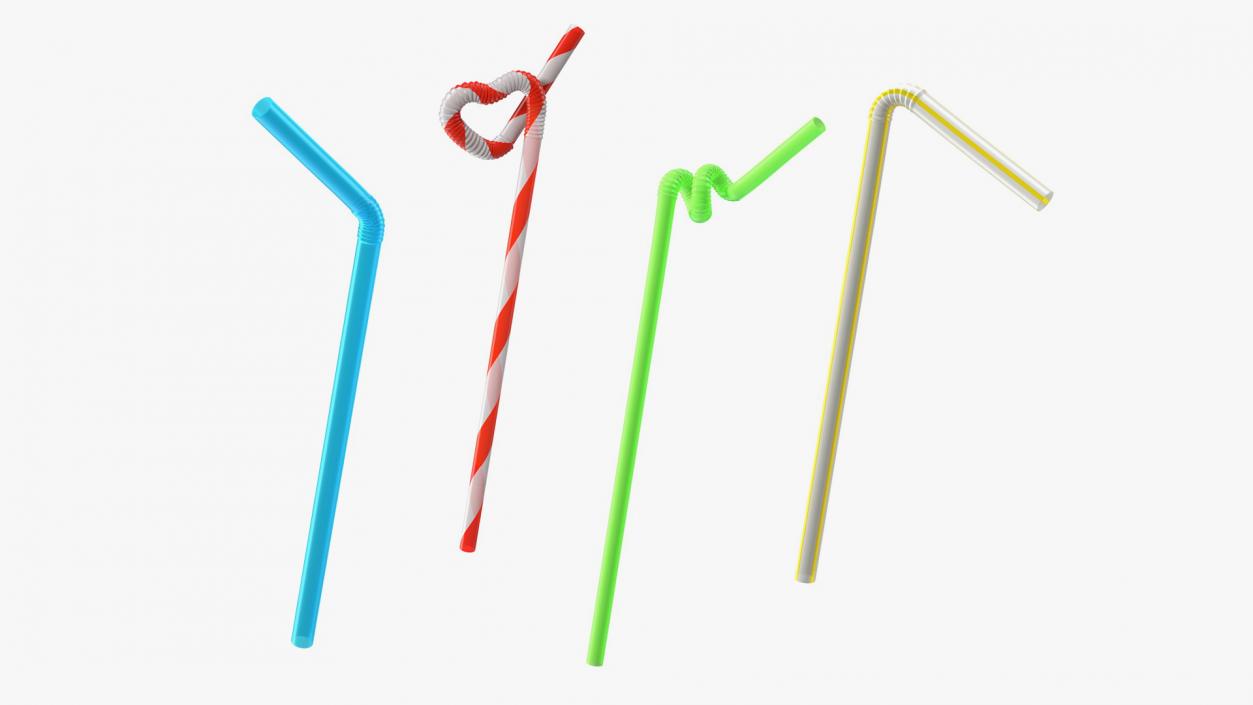 Plastic Drinking Straws Collection 3D model