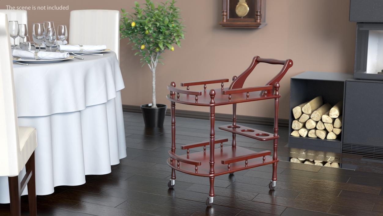 Wooden Serving Trolley 3D