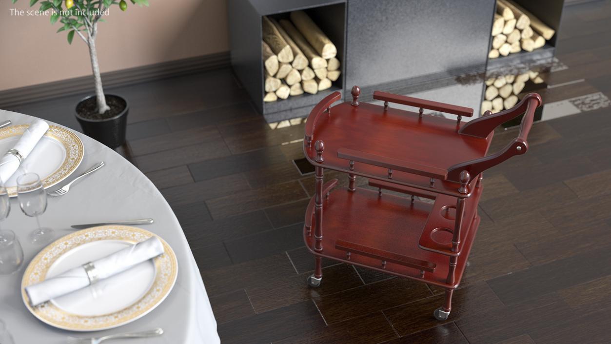 Wooden Serving Trolley 3D