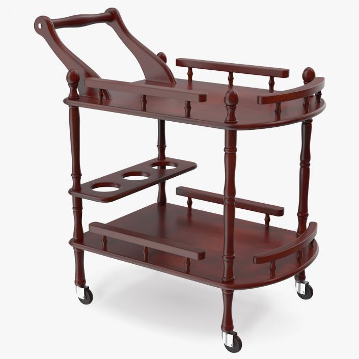 Wooden Serving Trolley 3D