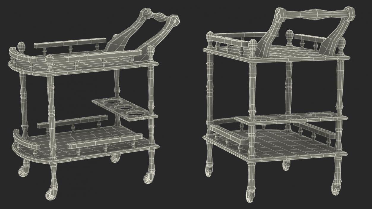 Wooden Serving Trolley 3D