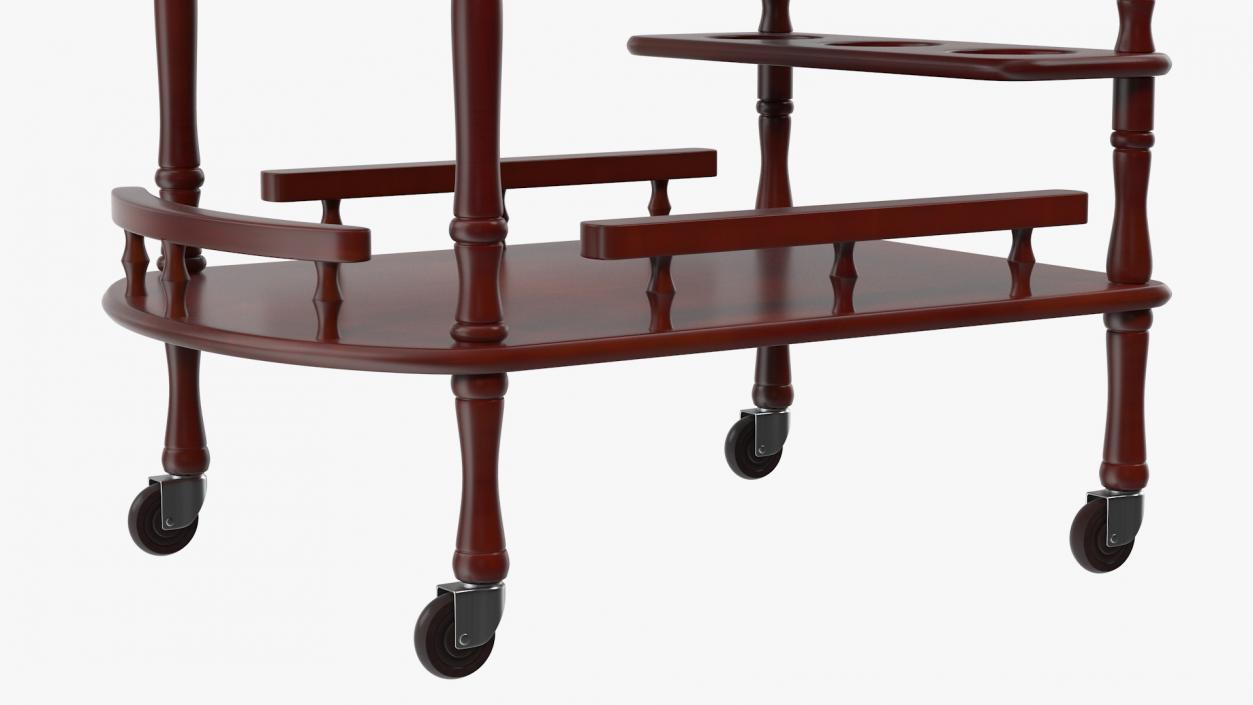 Wooden Serving Trolley 3D