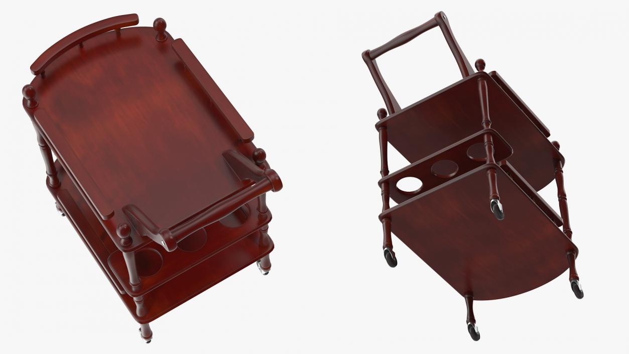 Wooden Serving Trolley 3D