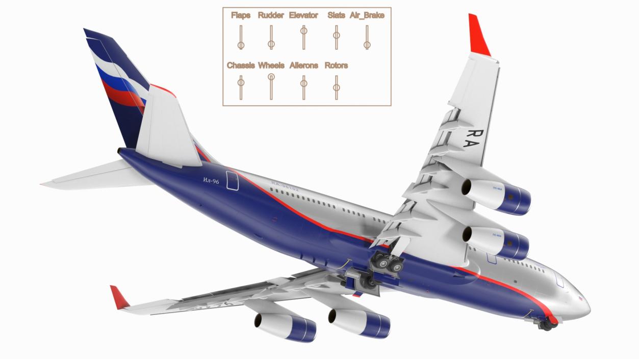 IL-96 Russian Plane Simple Interior Rigged 3D