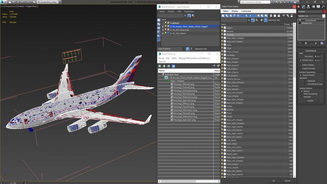 IL-96 Russian Plane Simple Interior Rigged 3D