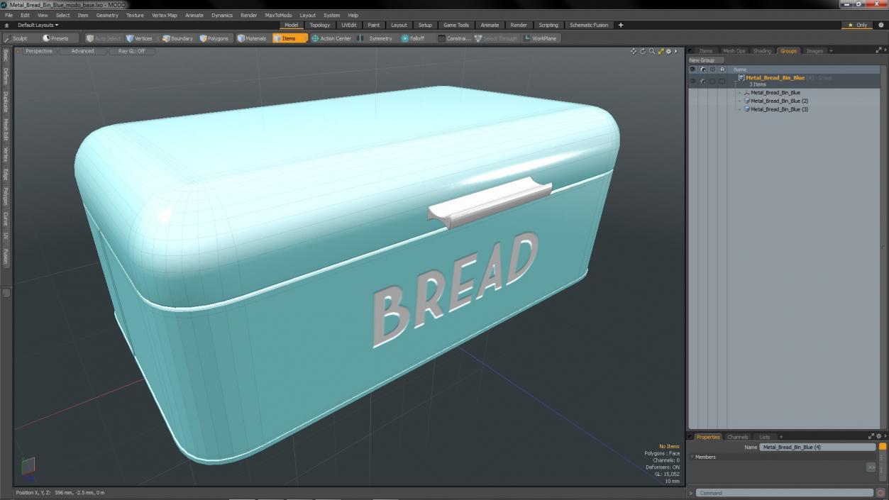 3D model Metal Bread Bin Blue