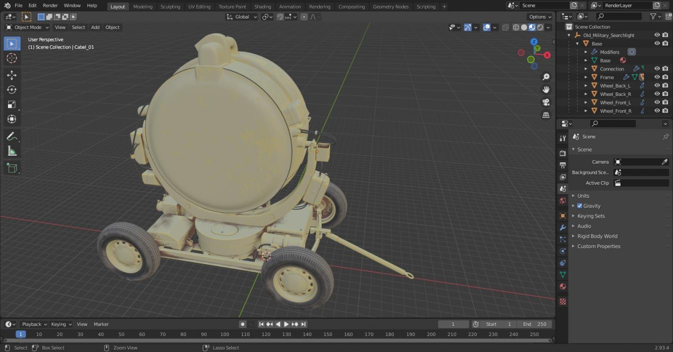 Old Military Searchlight 3D model