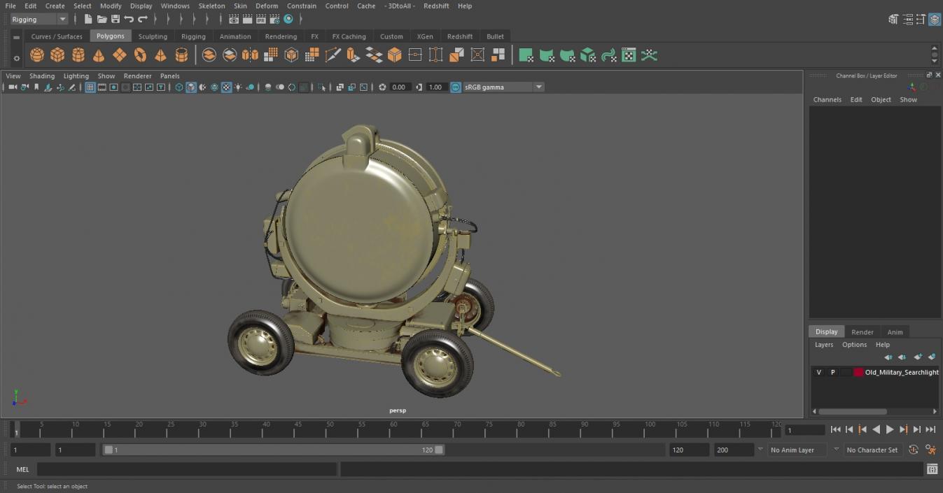 Old Military Searchlight 3D model