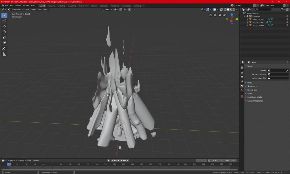 3D model Blazing Fire of Logs