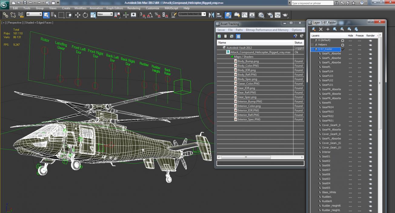 3D Attack Compound Helicopter Rigged model