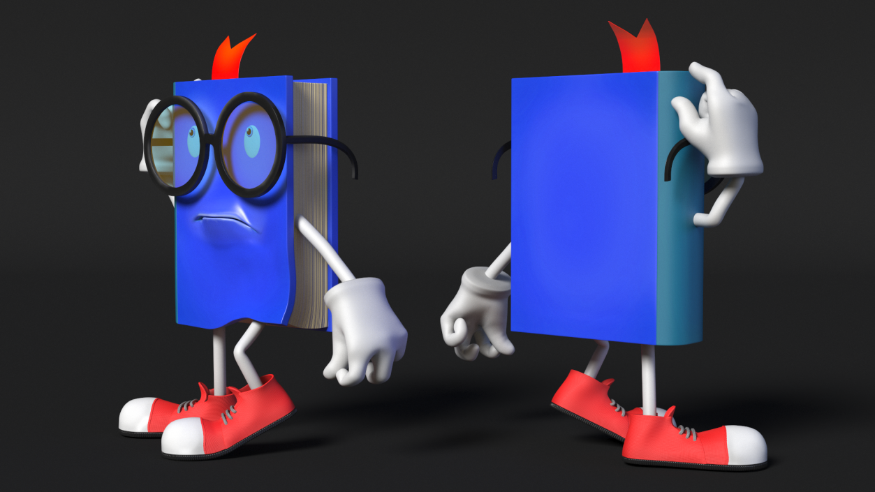 Character Blue Book Puzzled Pose 3D