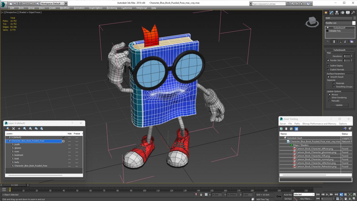 Character Blue Book Puzzled Pose 3D