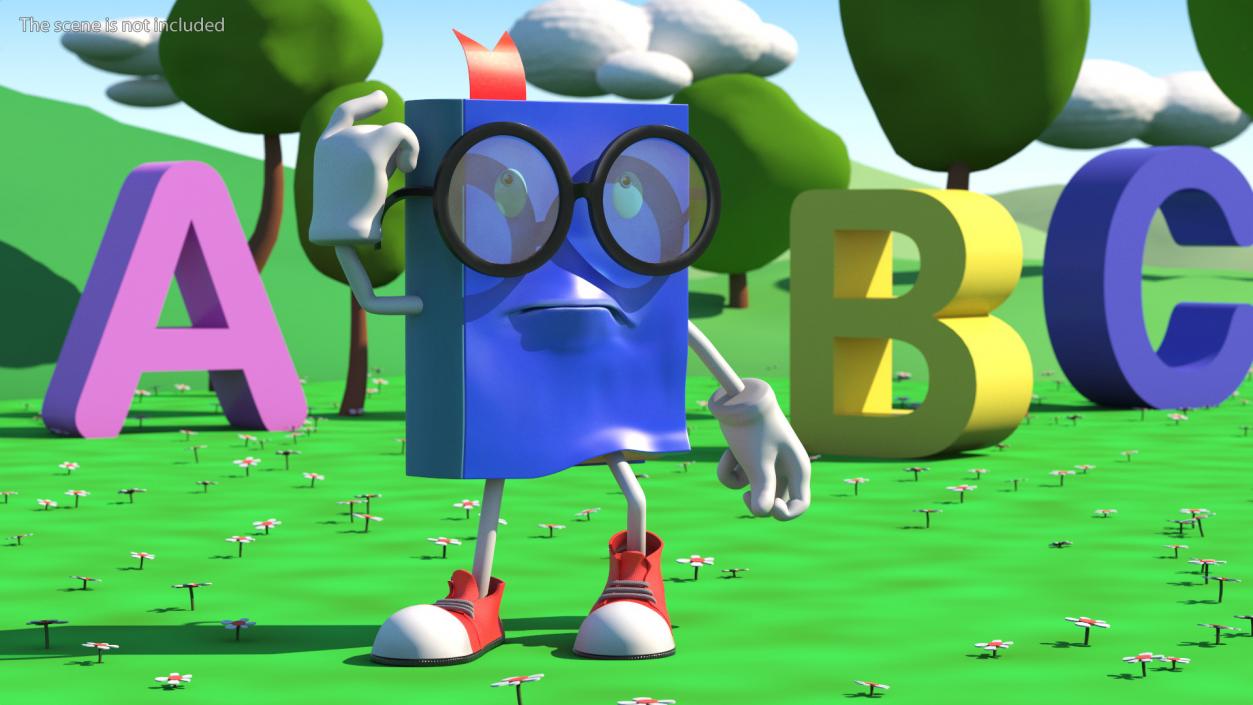 Character Blue Book Puzzled Pose 3D