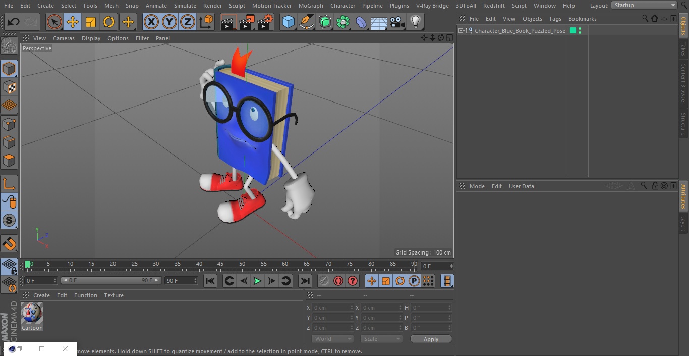 Character Blue Book Puzzled Pose 3D