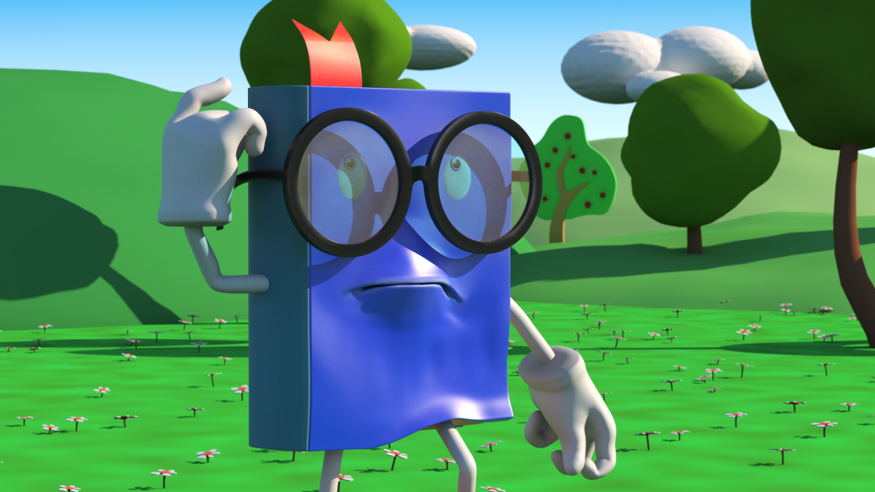 Character Blue Book Puzzled Pose 3D